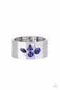 Stretch Bracelet Hammered Silver with Blue Crystals - Flickering Fortune