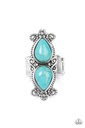 Turquoise Knuckle Ring Stretch in Silver Adjustable Ring Band - Adobe Garden