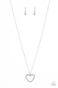 Delicate Heart Necklace Pendant with Crystals - Darling - White