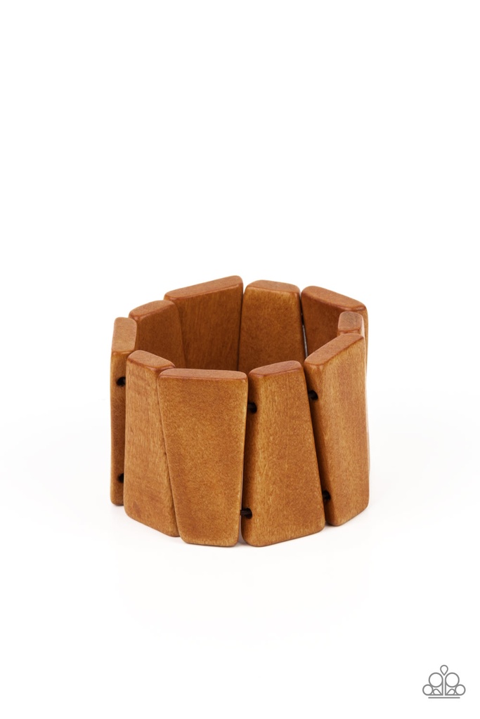 Brown Wood Triangle Stretch Bracelet - Barbados Backdrop