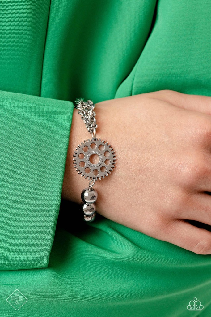 Industrial Jewelry Set in Silver with Crystals - Fashion Fix - Steampunk