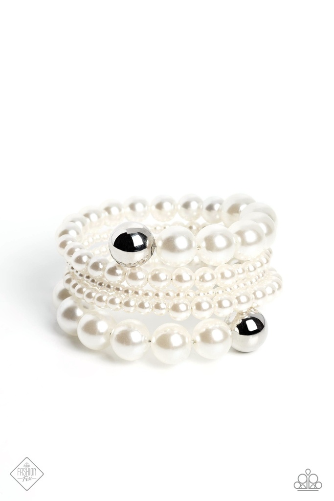 Big Pearl Jewelry Set with Crystals in Silver - Fashion Fix - Ballerina
