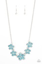 Blue Moonstone Daisy Necklace with Crystals in Silver - Garden Daydream