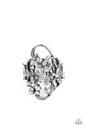 Swirl Crystal Stretch Ring with Silver Adjustable Ring Band - Flirtatiously Flowering