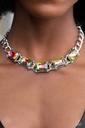 Oil Spill Jewelry Set in Silver with Crystals - Fashion Fix - Radiating Bow