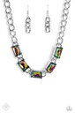 Oil Spill Jewelry Set in Silver with Crystals - Fashion Fix - Radiating Bow