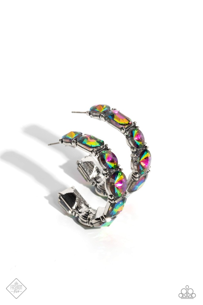 Oil Spill Jewelry Set in Silver with Crystals - Fashion Fix - Radiating Bow