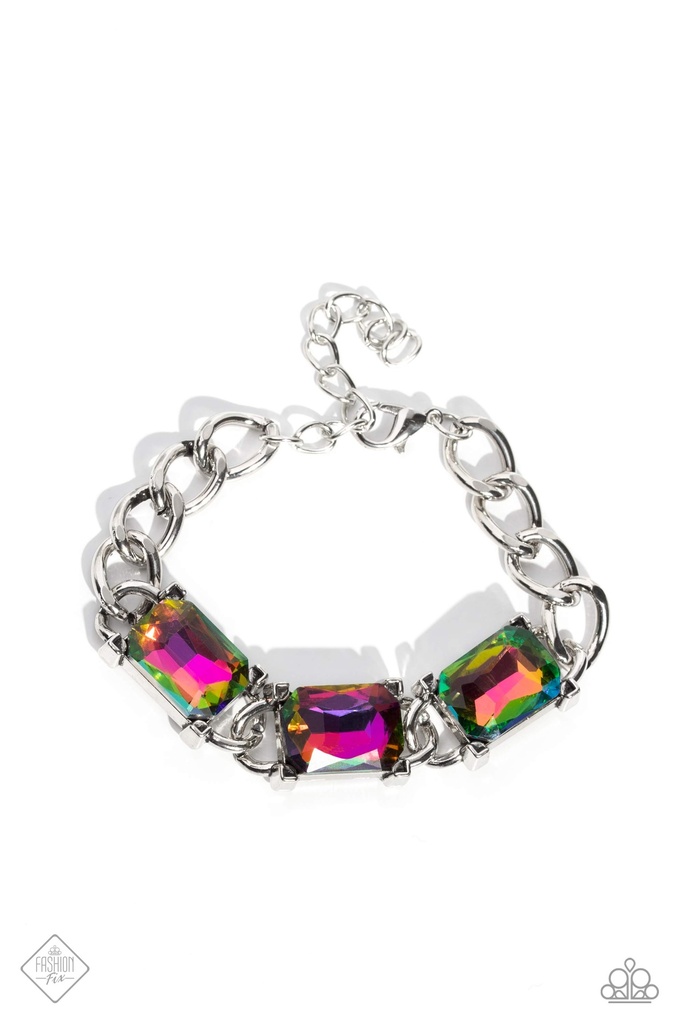 Oil Spill Jewelry Set in Silver with Crystals - Fashion Fix - Radiating Bow