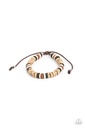 Brown Urban Bracelet with Wood Disks and Sliding Knot - Wild Wanderer