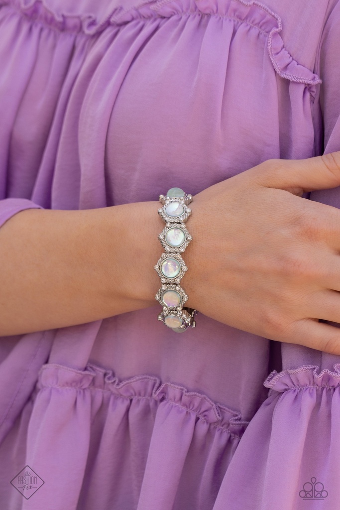 Opalescent Green Jewelry Set in Silver with Crystals - Fashion Fix - Summer Dream