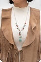 Earthy Blue Stone Jewelry Set in Silver with Brown Beads - Fashion Fix - Natural Rustic