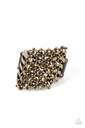 Brass Aurum Stretch Ring with Adjustable Ring Band - Slanted Smolder
