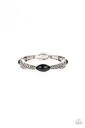 Stretch Bracelet Black Beads and Silver Bands - Veranda Variety