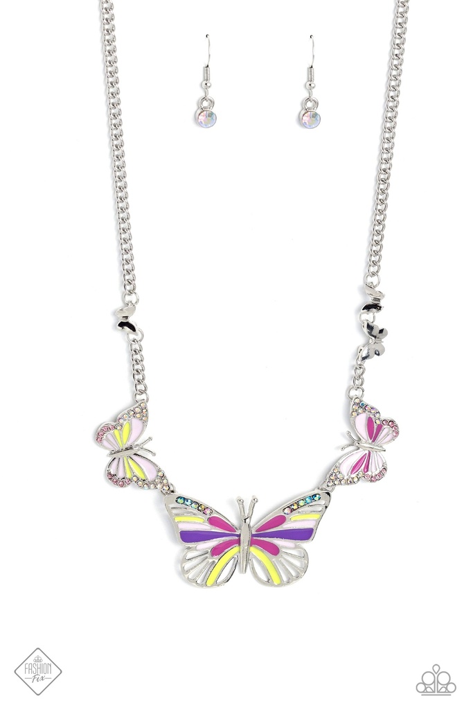 Multi Color Butterfly Stone Jewelry Set in Silver - Fashion Fix - Flight Direction
