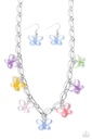 Butterfly Necklace with Paperclip Chain in Silver and Multi Color - Butterfly Balance