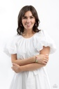 Flower Bracelet Stretchy with Green and Blue Accents - Sincerely Springtime