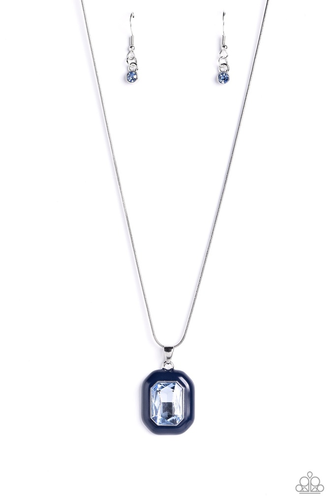 Snake Chain Necklace with Blue Crystal - Emerald Energy