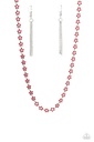 Flower Necklace Red Dainty Chain in Silver - Floral Catwalk