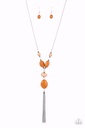 Long Necklace with Adobe Beads and Silver Tassel - Heavenly Harmony