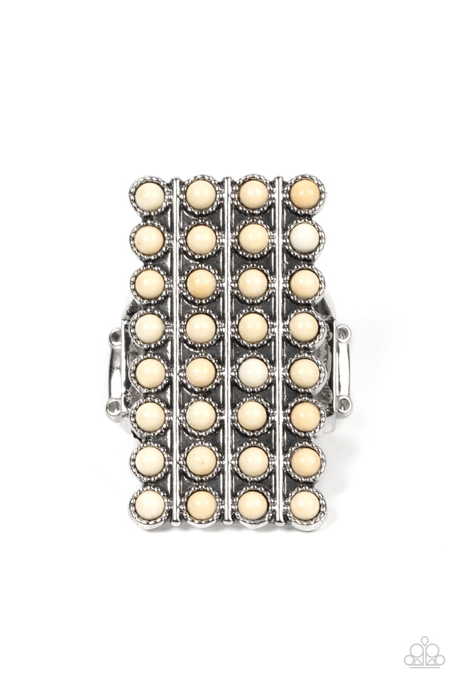 Knuckle White Stone Ring with Adjustable Silver Ring Band - Pack Your SADDLEBAGS