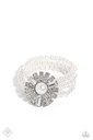 White Pearl Bracelet Stretch with Crystals - Gifted Gatsby