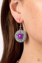 Flower Necklace Purple Beads in Silver - Garden Glade