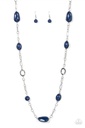 Rhodonite Paperclip Lanyard Necklace and Silver Accents -  Barcelona Bash