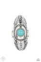 Western Knuckle Ring with Natural Stone Turquoise Stretch Ring with Silver Adjustable Ring Band - Rural Residence