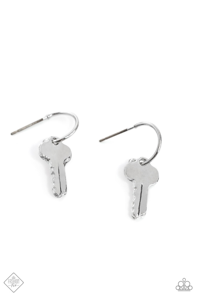 Key Hoop Earrings on Small Hoop in Silver - The Key to Everything
