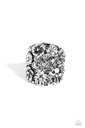 Inspirational Stretch Ring Floral Design in Silver with Adjustable Ring Band - Burnished Bouquet