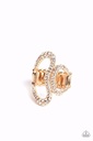 Asymmetrical Stretch Ring with Crystals in Gold Adjustable Ring Band - Gap Year