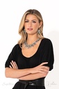 Natural Stone Statement Necklace in Blue Green Marbled in Silver Chain Zi Necklace - The April