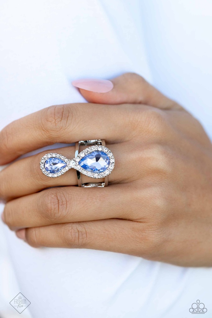 Chandelier Statement Jewelry Set Elegant Style with White and Blue Crystals - Fashion Fix - Majestic Elegance