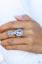 Chandelier Statement Jewelry Set Elegant Style with White and Blue Crystals - Fashion Fix - Majestic Elegance