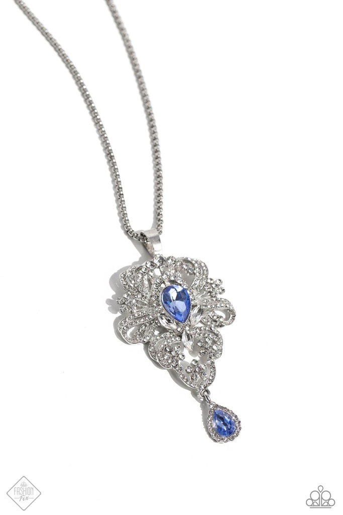 Chandelier Statement Jewelry Set Elegant Style with White and Blue Crystals - Fashion Fix - Majestic Elegance