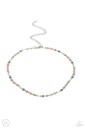 Trendy Multi Color Chocker Necklace in Silver Chain - Admirable Accents