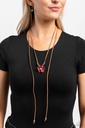 Turquoise Flower Necklace in Brown Suede Adjustable Necklace - Wanderlust Wrap