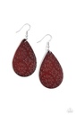 Brown Leather Earrings Distressed Lightweight Dangle - ​Stylishly Subtropical