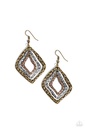 Industrial Mixed Metal Earrings in Silver and Brass and Copper Dangle - Primitive Performance