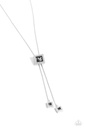 Smoky Crystal Necklace in Silver Snake Chain and Bolo Closure - I Solemnly SQUARE