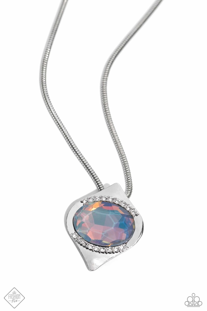 Chain Jewelry Set with White Crystals and Opalescent Gem - Fashion Fix - Fiercely Independent