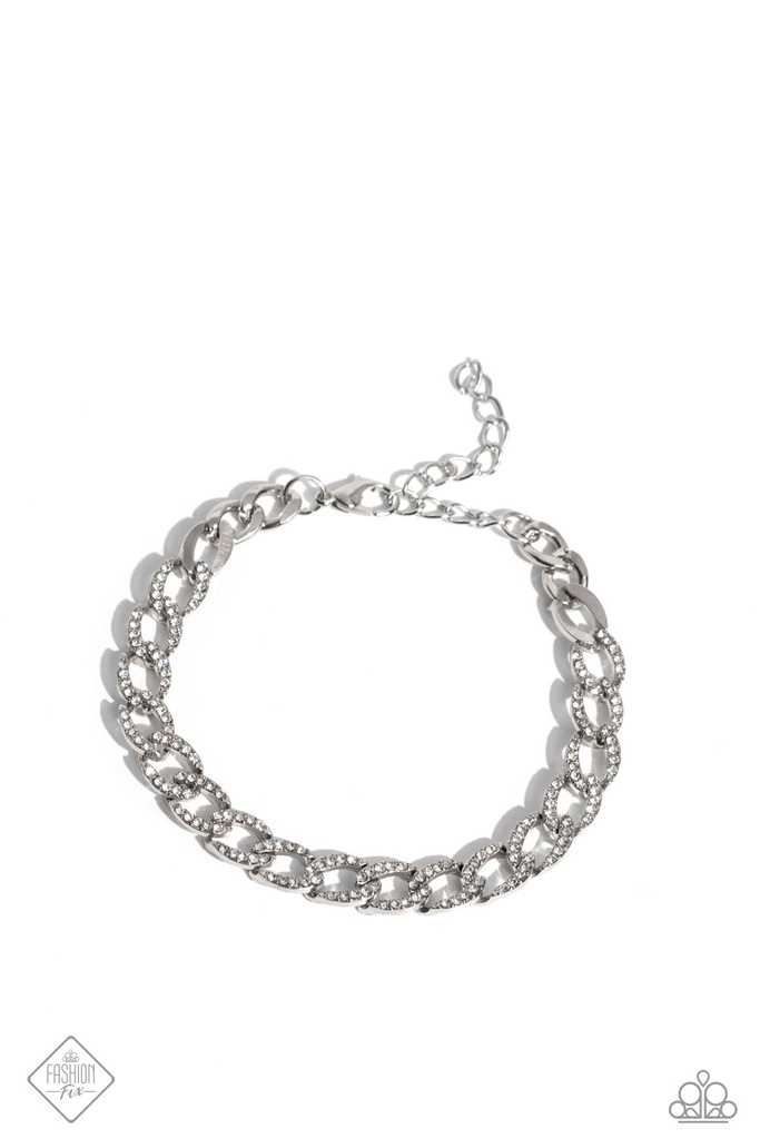 Chain Jewelry Set with White Crystals and Opalescent Gem - Fashion Fix - Fiercely Independent