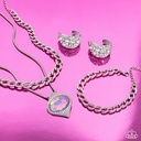 Chain Jewelry Set with White Crystals and Opalescent Gem - Fashion Fix - Fiercely Independent