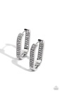 Small Closed Hoop Earrings with Crystals in Silver Frame - Sinuous Silhouettes