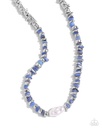Natural Blue Stone Necklace with Baroque Pearl and Silver Beads - Seasonal Socialite