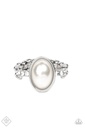 One Day at a Showtime - White Pearl and Silver Stretch Ring