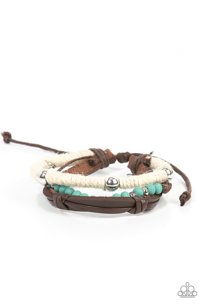 Turquoise Bracelet with Wood and Leather - Timber Trail