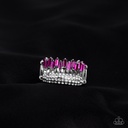 Pink Stretch Ring with Crystals Layered Style and Silver Adjustable Ring Band - Hold Your CROWN High