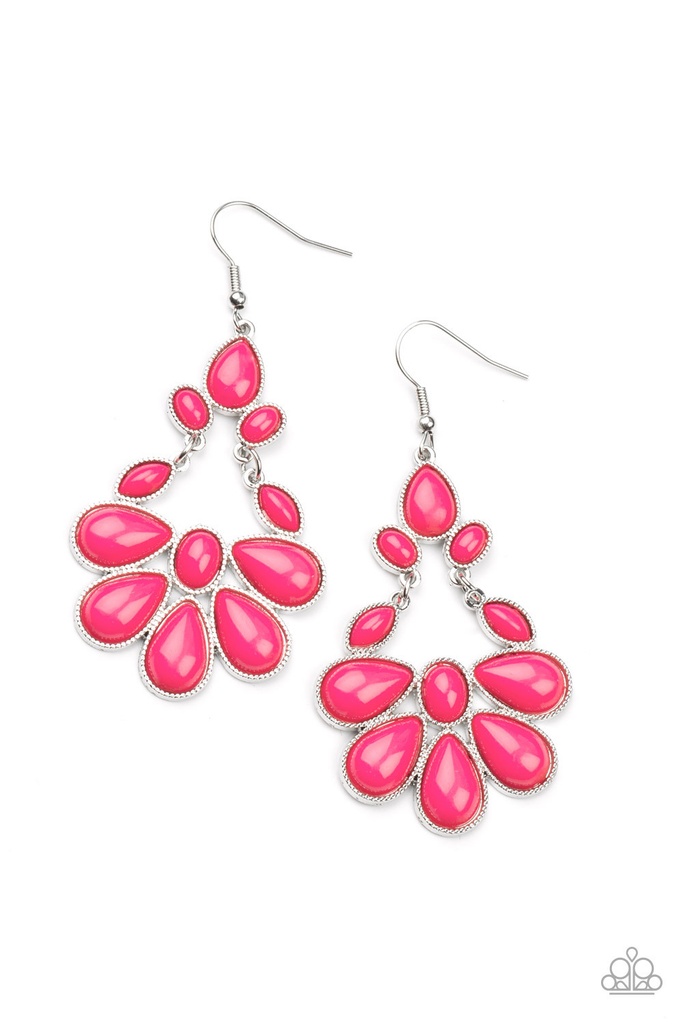Pink Dangle Earrings with Beads - Colorfully Canopy