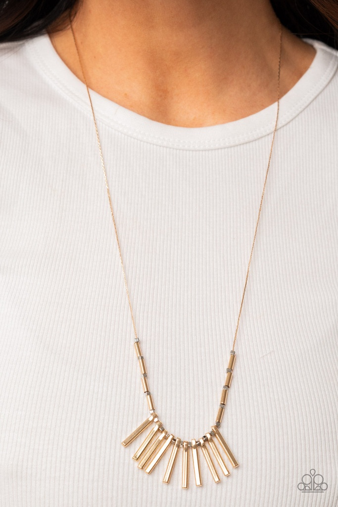 Gold Necklace Fringe Mixed Metal Jewelry - Rustic Hot Rod